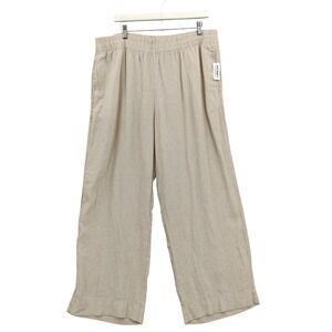 Old Navy Women Coastal Boho Linen Blend Wide Leg Pant XL Flax Line High Rise NEW